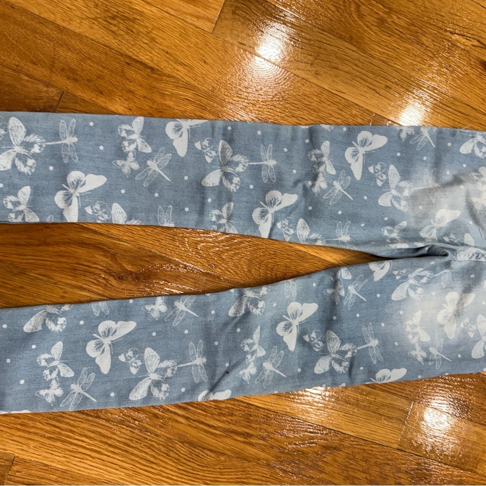 Blue Butterfly Print Leggings